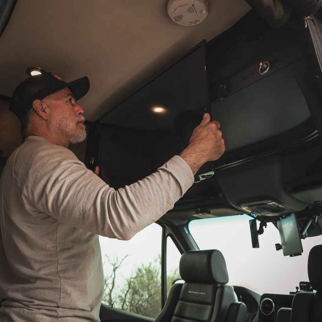 Canyon Adventure Vans Cab Shelf TV Bracket - Image 5